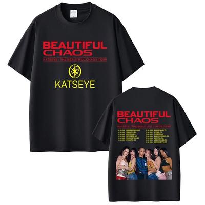 2025 Neues Katseye Beautiful Chaos Tour T-Shirt Herren Damen Hip Hop Mode T-Shirts Unisex Übergroße Kurzarm-T-Shirts
