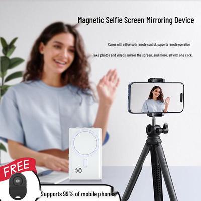 Wireless Magnetic Phone Holder & Rearview Mirror Screen Projector for Live Streaming & Photography