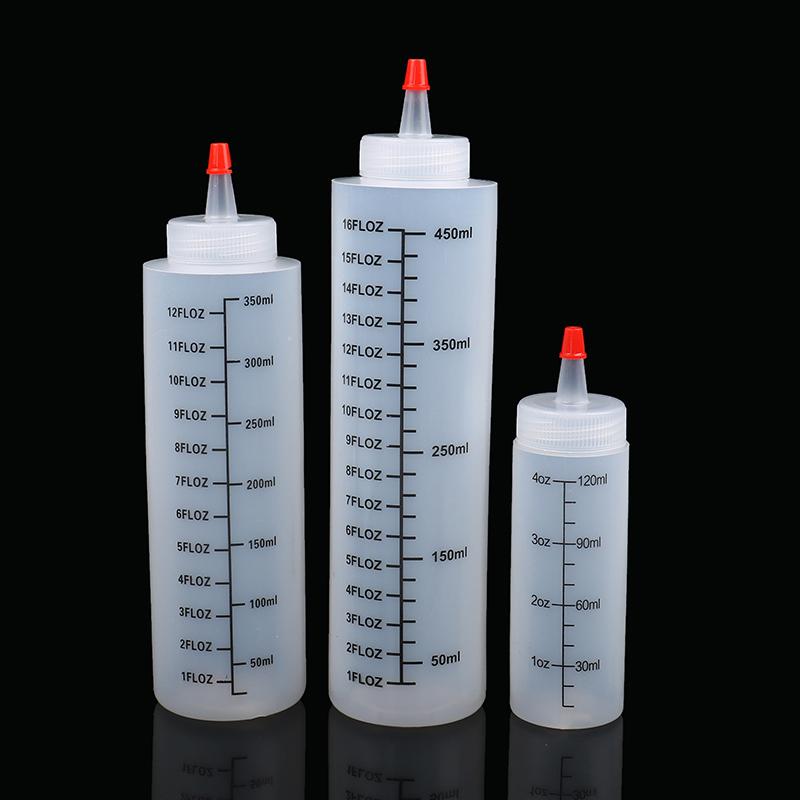 120/350/450ml Plastikowa Butelka Ściśliwa z Skalą i Dziobkiem Igłowym Butelka Ściśliwa z Szczelną Nakrętką Do Kuchni Sos do Sałatek Butelka Ściśliwa