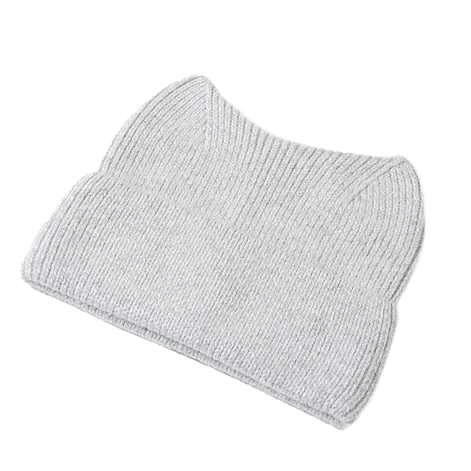 

Women Knitted Hat Lovely Cats Ears Warm Winter Hat Fashionable Outdoor Hat for Girls and Ladies светло-серый