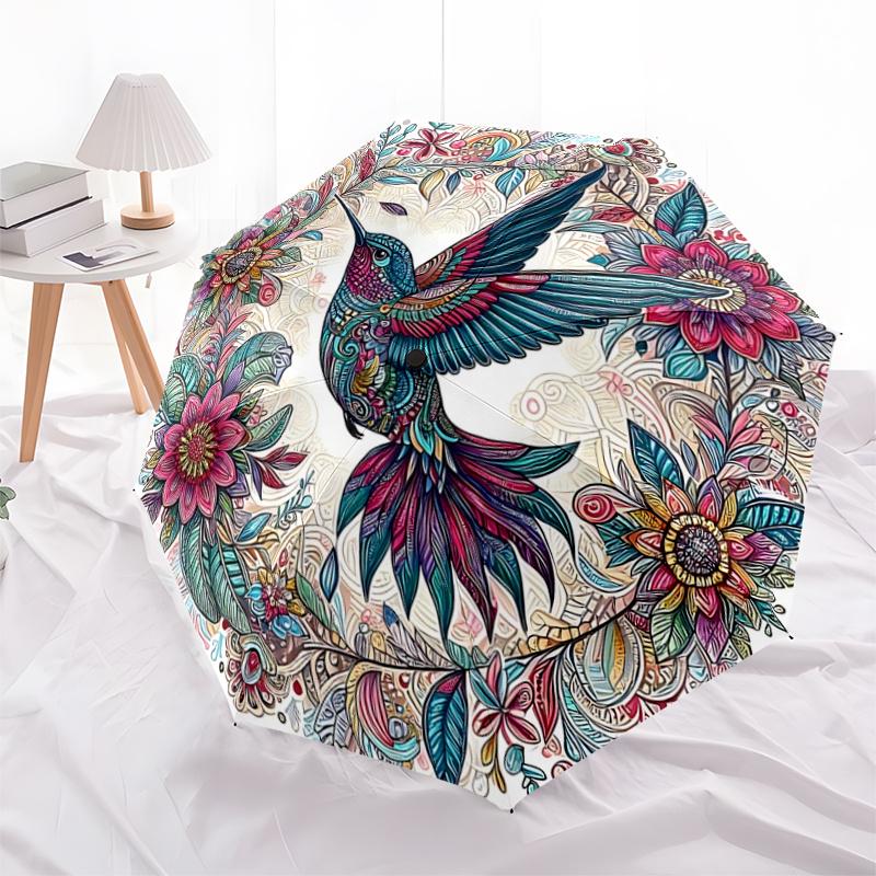 

1pc Art Birds & Flowers Cartoon Umbrella, Portable Compact Umbrella, Suitable for Camping, Hiking and Travel A006