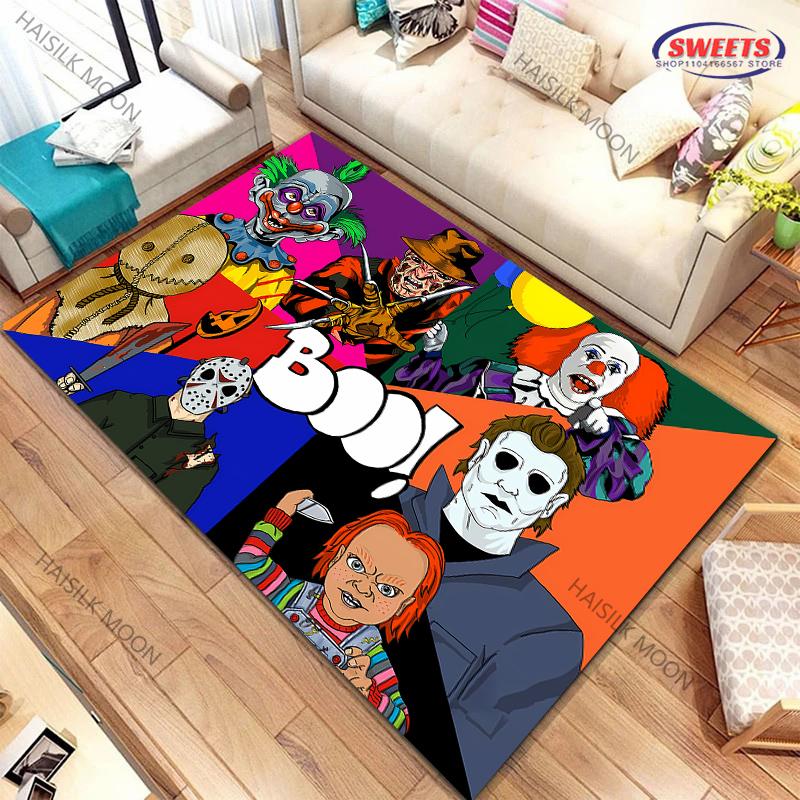 1PC Halloween Horror Thriller Carpet New Release! Rug for Living Rooms Bedrooms,Machines Washable Mat Gift for Boyfriend Son Dad