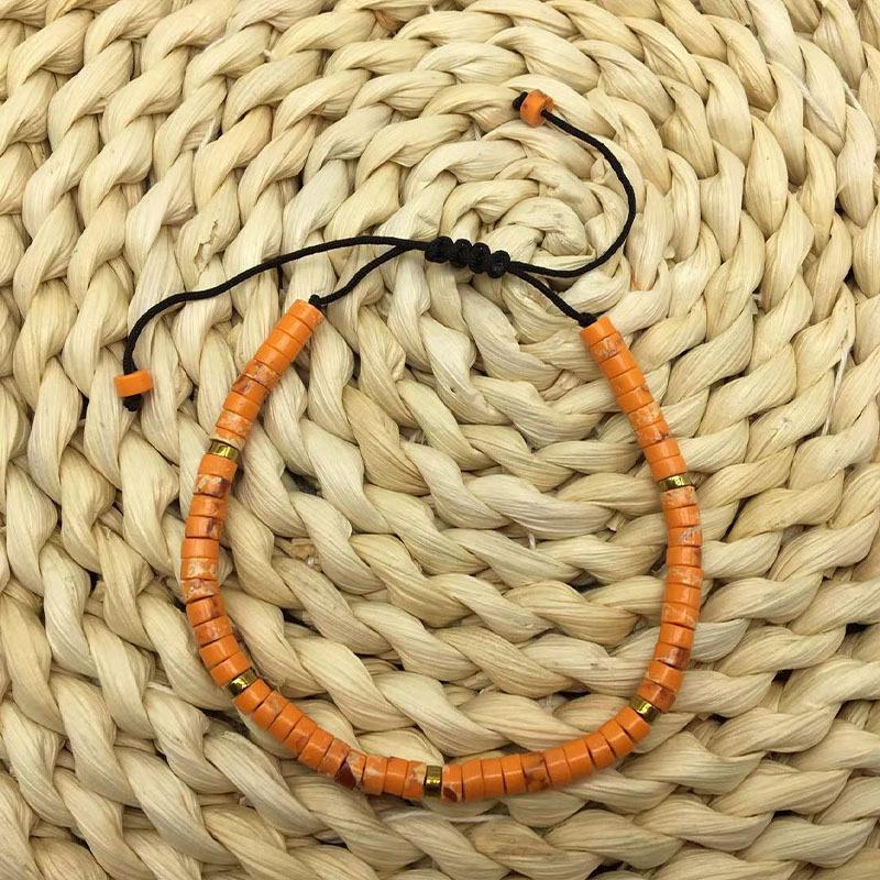 Adjustable Natural Stone Partition Beads Woven Bracelet - Fashionable Women's Bracelet Made of Woven Rope