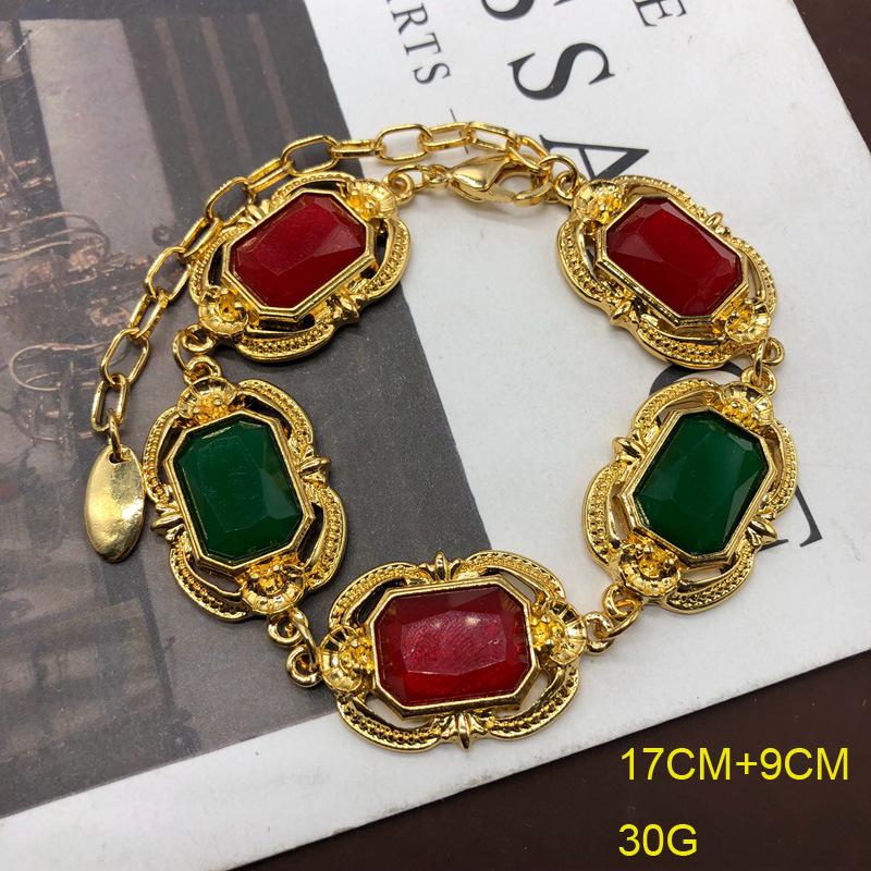 

Позолоченный комплект из винтажного ожерелья с драгоценными камнями, браслета и длинных серег с жемчугом