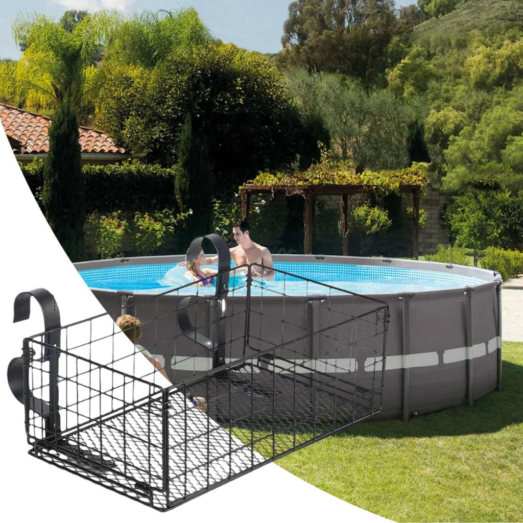 Poolside Basket Toy Holder Folding Storage Wire Mesh Organizer for Towels Drinks Beverages Backyard Beach Toy Outdoor Activities