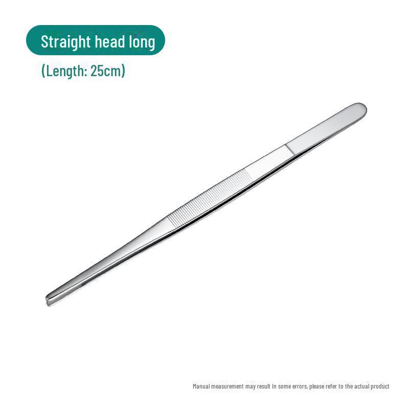 Silver Stainless Steel Non-Slip Tea Tweezers with Extended, Thickened Teeth