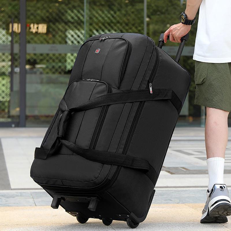 Wheel Bag Large-capacity Oxford Cloth Trolley Travel Bag for Men Women Going Out To Work Storage Folding Luggage Bag Checked Luggage Bag