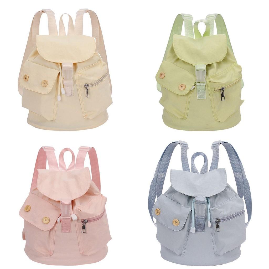 College Style Nylon Student Backpack With Drawstring Closure For Daily Use