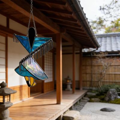 Bohemian Handgefertigter Tänzer Windspiel Buntglas-Stil Hängender Spinner Farbiger Acryl Sonnenfänger für Innen Außen Fenster Terrasse Garten Dekoration