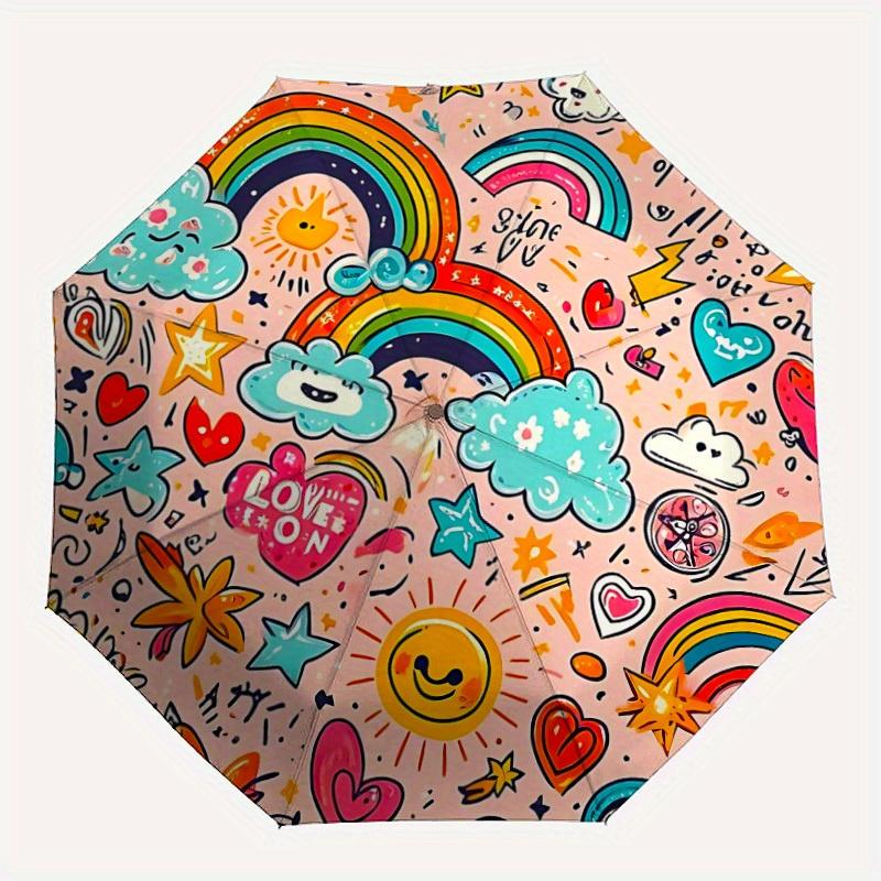 

1pc Rainbow, Clouds Automatic Opening/closing Umbrella with Auto Open/Close, Perfect Gift for Friends, Durable Plastic Handle yy250801213