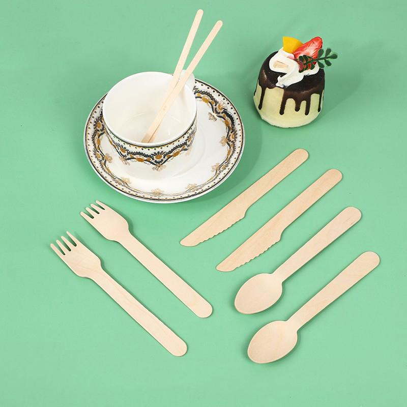 100Pcs Disposable Mini Wooden Spoon Fruit Dessert Forks Spoons Ice Cream Spoon Western Wedding Party Tableware Kitchen Accessory
