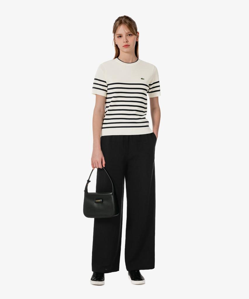 LACOSTE Women'S Striped Short Sleeve Sweater Af415E-56G 70V