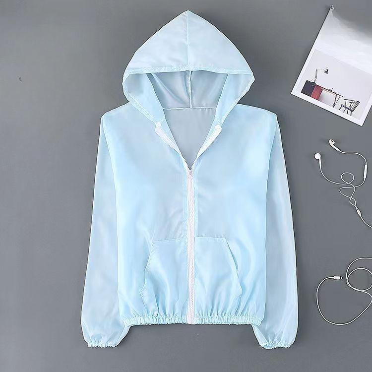 Yaz Buz Ipek Güneş Koruyucu Giyim kadın Düz Renk Ultra-ince Nefes Çabuk kuruyan Açık erkek Su Geçirmez Kapüşonlu Ceket