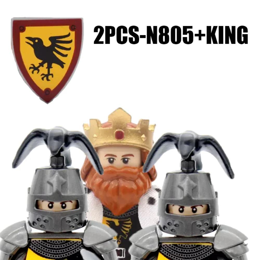 MOC Re Medievale Blocchi da Costruzione Esercito Castello Corvo Leone Rosso Aquila Nera Cavaliere Soldato Figure Spade Scudo Armi Mattoncini Giocattoli