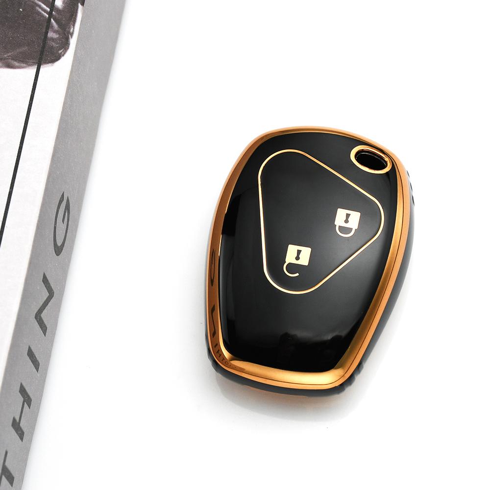 Gold Edge TPU Remote Key Case Cover 2/3 Buttons Shell Fob Holder For Renault Logan DACIA Megane Espace Laguna Duster Sandero Fluence Clio