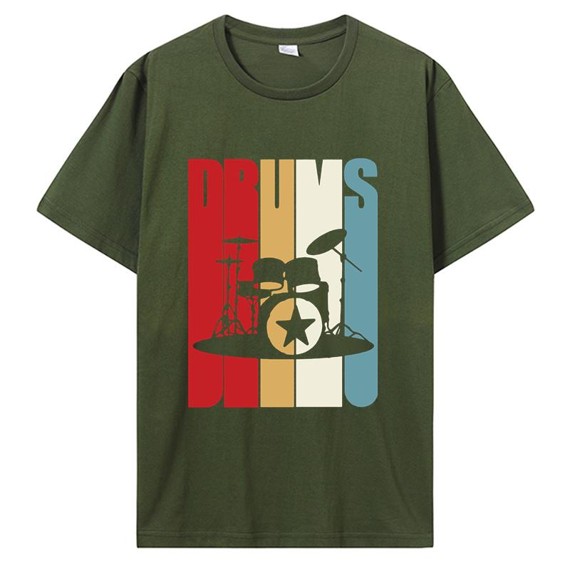 New Oneck Unisex T Shirt Retro Drums Drummer Gift Idea 70s 80s Vintage Tshirt Street Tshirt Funky Prince Tee Shirt Cotton