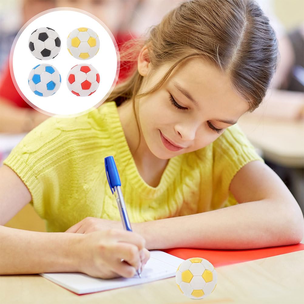 INOOMP Mini Soccer 3D Soccer Ball Pencil Erasers for Learning Sports Party Souvenirs 12-Pack Erasers, Shaped, Kids, Supplies, Stationery,