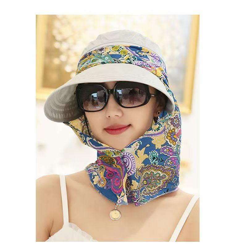 Summer sun hat women's sun hat cycling outdoor folding beach sun hat women's summer big edge face cover summer hat