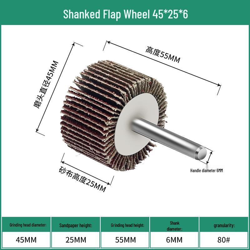 Cone Type Sandpaper Flap Wheel with Extended Shank for Metal and Woodworking