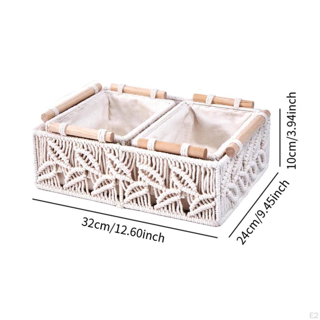 3x Macrame Storage Baskets Decorative Basket Bohemian Cosmetic Boxes Bins Boho Decor