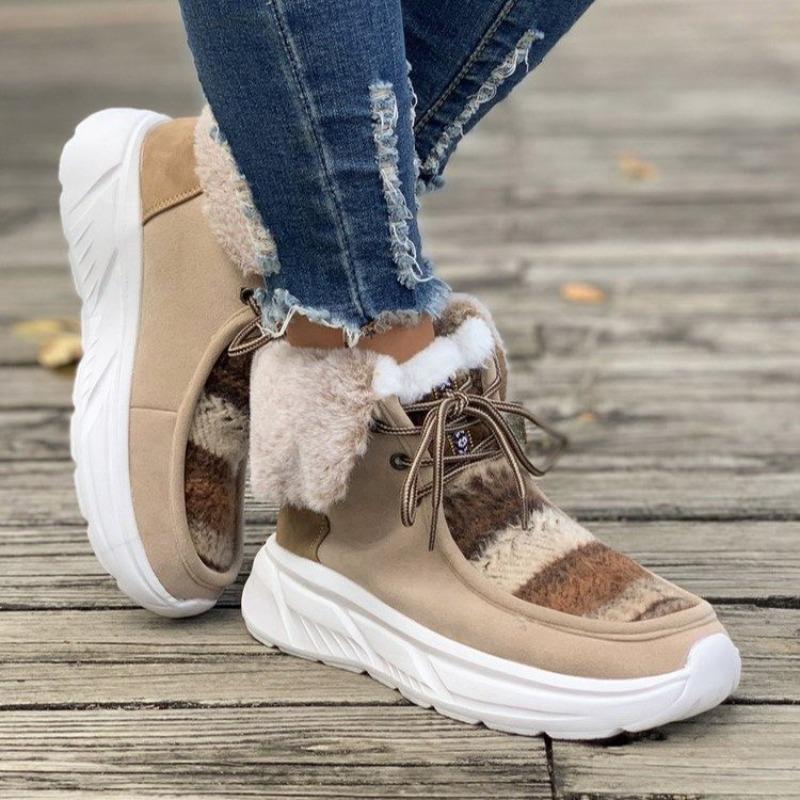 Außenhandelsexplosion Damen Baumwollschuhe Herbst und Winter neu große Größe runde Zehenpartie dicke Sohle Samt genähte Schuhe Schneestiefel