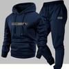 Men'S Two-Piece Set, Casual Round Neck Long Sleeve Hooded Sweatshirt and Sweatpants Set, Suitable for Winter and Autumn, Sportswear Set