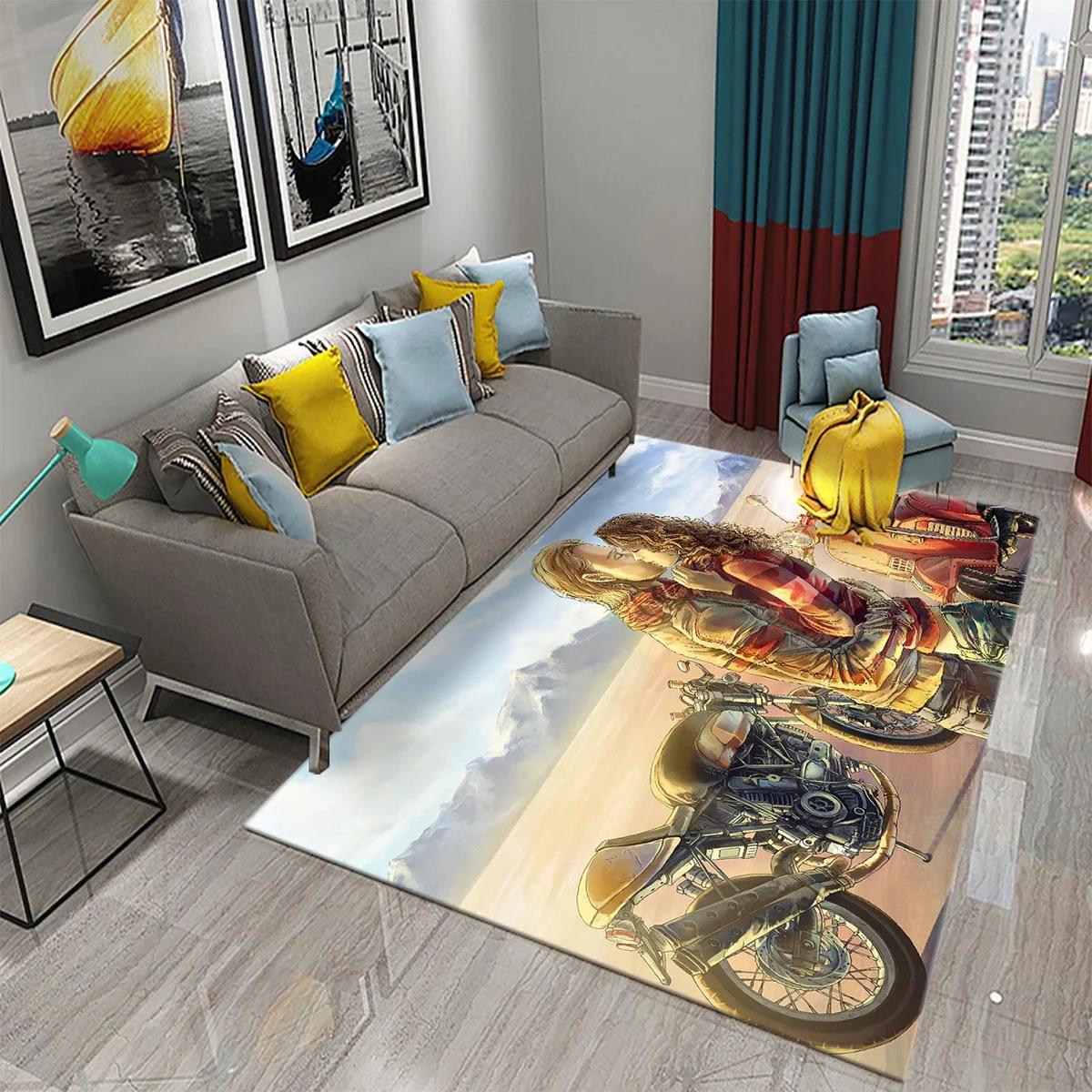 

3D Винтажный Крутой Классический Мотоцикл Ковер Картина маслом Искусство Ковер Дом Спальня Гостиная Украшения Коврик для ванной Нескользящий 50x80cm