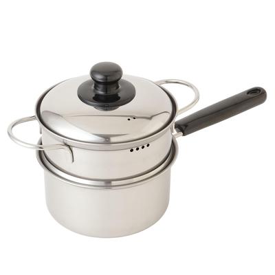Maruyama Giken 16cm 1.8L Zweistöckiger Dampfgarer mit Edelstahldeckel (ES-725) - Induktions- und Gasherdkompatibel - Dampfgarer, Kochtopf, Hergestellt in Japan (Tsubame-