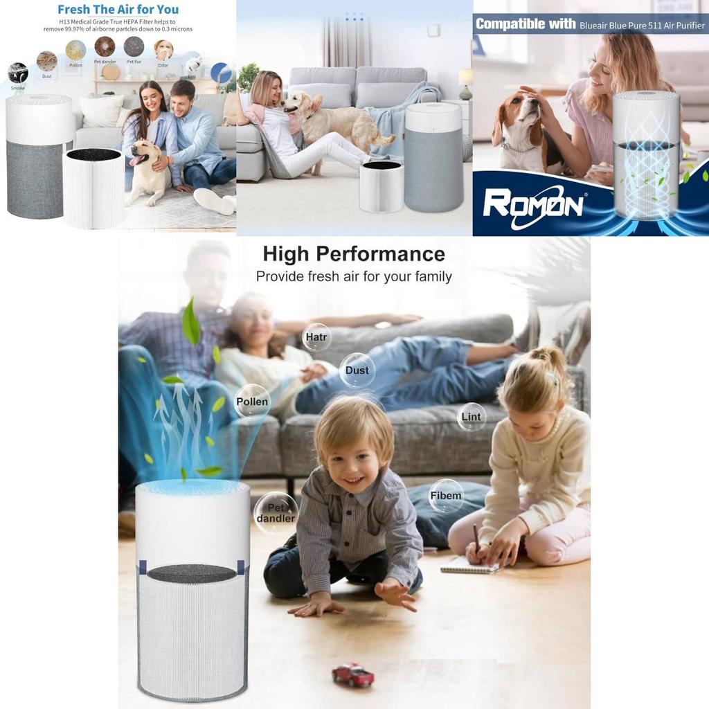Air Purifier Filter Compatible With Blueair Blue Pure511 Hepa Filter For Formaldehyde And Smoke