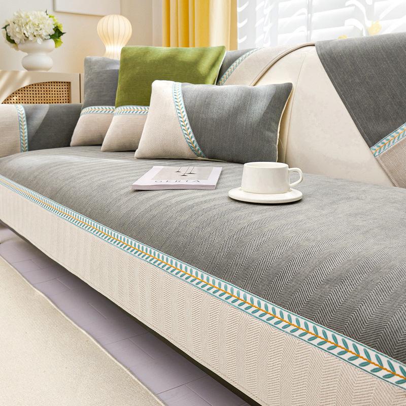 Frisches Chenille-Sofakissen, neu, 2024, vier Jahreszeiten, universelle rutschfeste Sitzkissen, Leder-Sofabezug, Bezugsstoff