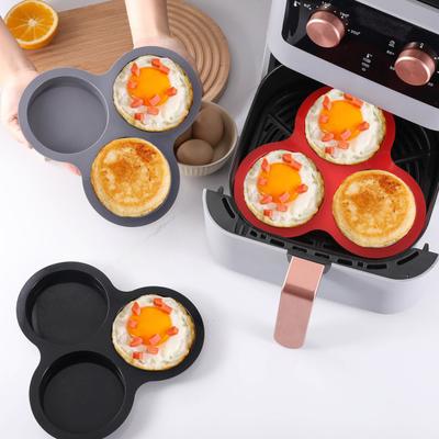 Silikon Kuchenform für Heißluftfritteuse 3 Tassen Jumbo Runde Muffin Top Pfannen BPA-frei Omelett Backform für Eierkuchen Muffins Tarteletts Pfannkuchen