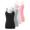 Dames Camisole Tanktop met Ingebouwde BH Spaghettibandjes Ronde Hals Gewatteerd Basic Cami Shirt Zomer Casual Mouwloos Trainings Topje