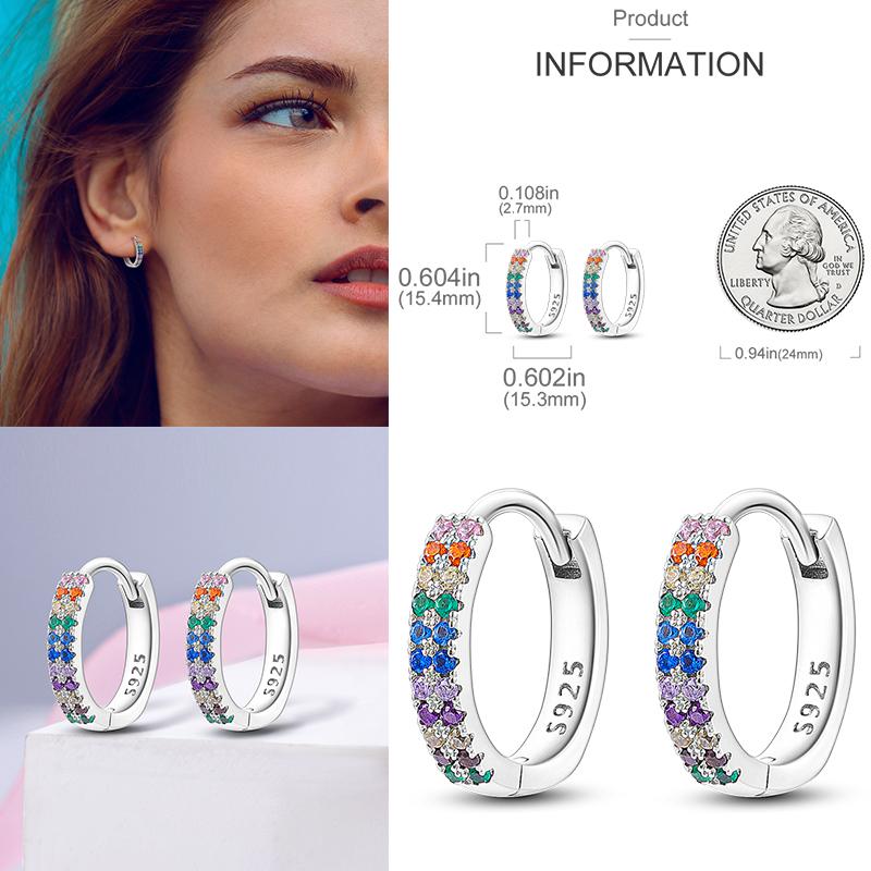 2024 Earrings For Women 925 Sterling Silver Colorful Double Hoop Earrings Fashion Birthday Party Wedding Engagement Jewelry