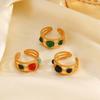 Vintage Stainless Steel Multi Layer Lines Rings for Women Men Colorful Resin Semi-Circle Bead Opening Rings Banquet Jewelry Gift