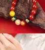 Natural Five-Color Agate God of Wealth Bracelet – Unisex Jewelry