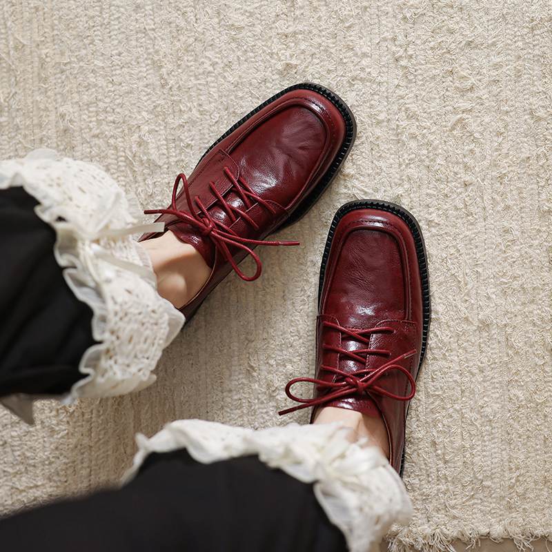 Krazing Pot Sheepskin Round Toe Size 42 Loafers Med Heels Lace Up Size 41 Rome Gladiator Autumn Pumps