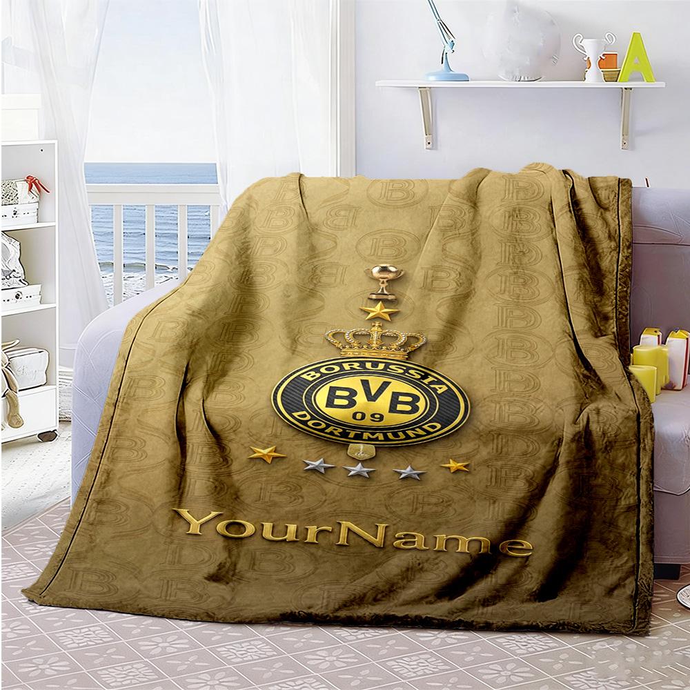Borussia Dortmund Customize Text Blanket Lightweight Customizable Blanket Warmthful Decor Great for Office Couch Bed Living Room Ideal for All Seasons