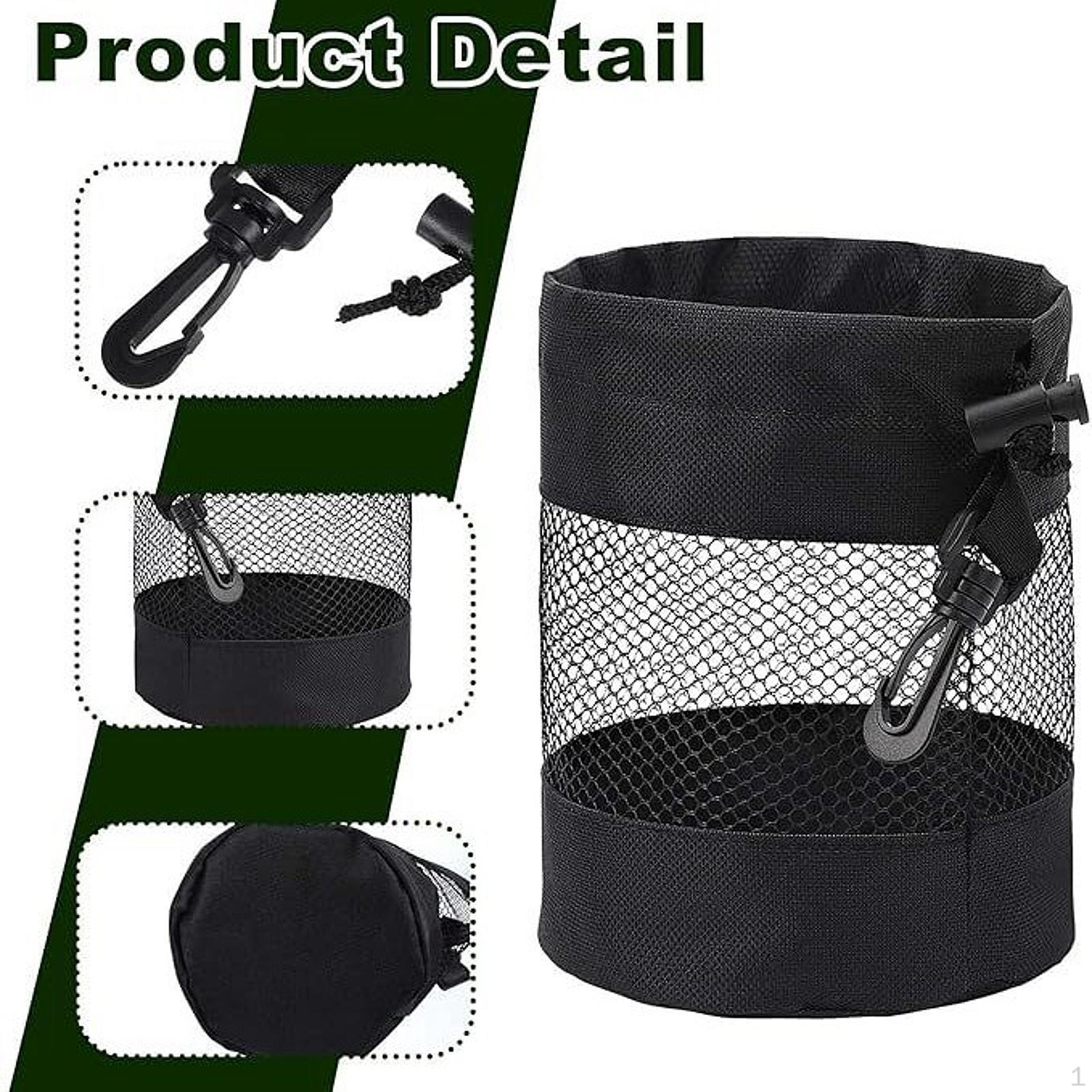 

Golf Balls Storage Bag Tees Pouch Mesh Storing Collecting with Clasp Hook Container