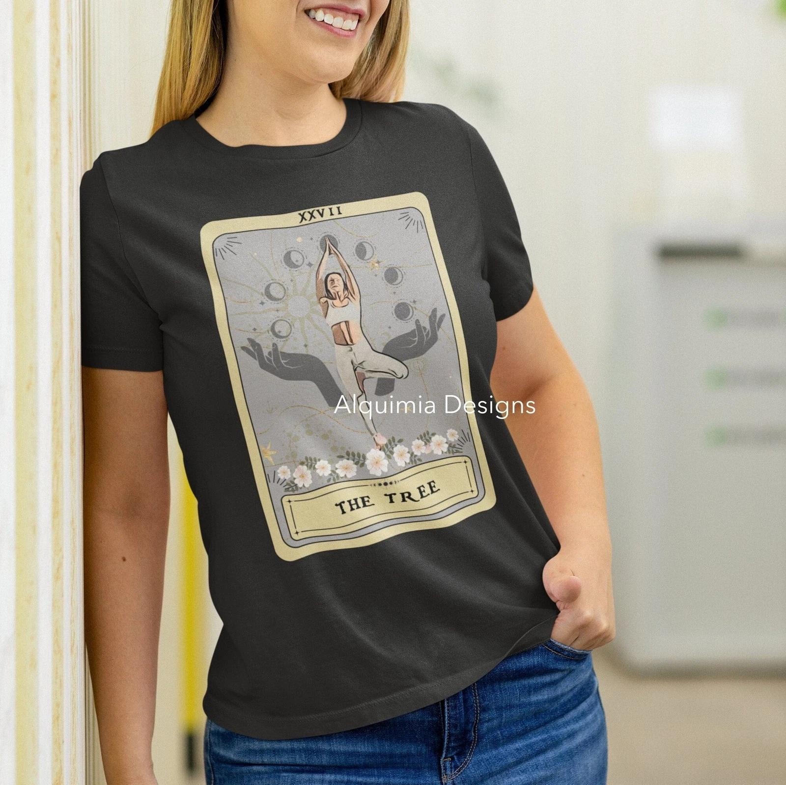 The Tree Tarot Card Shirt, Yoga Pose M