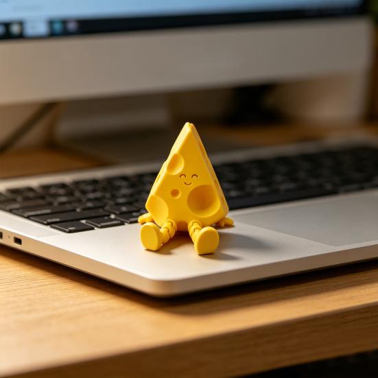 Novelty Cheese Sculpture with Movable Joints, 3D Printed Funny Cheese Slice Figurine Fidget Toy for Stress Relief, Office Desk Accessories