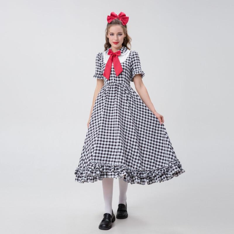 Adult Women's Oktoberfest Costume Red and White Checked Lace Oktoberfest Dress Maid Cosplay Costume