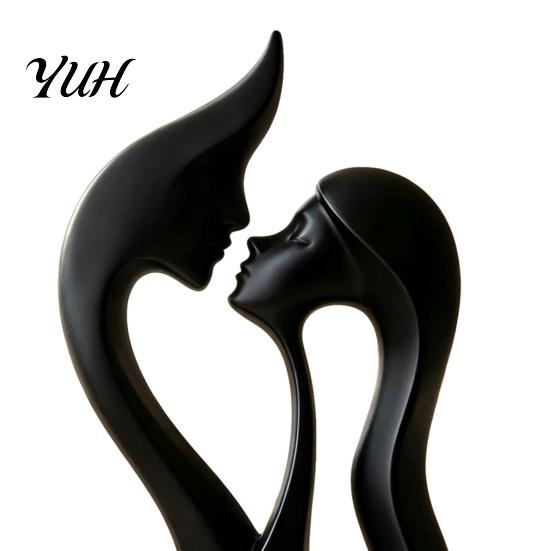 Modern Minimalist Ornaments for Living Room Abstract Couple Figurine, Lover Statue Home Decor, Romantic Love Sculpture Artistic Embrace Figurines
