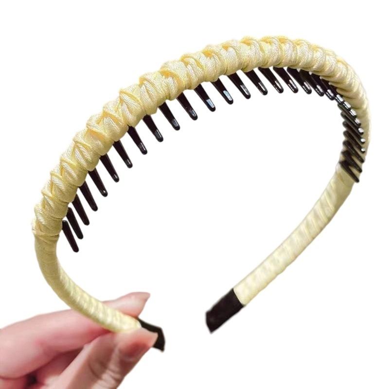NonSlip Resin Cotton Hair Band For Women Workouts Spa Face Washing Secure Grip With Teeth Elastic Thin Headbands Multiple Color
