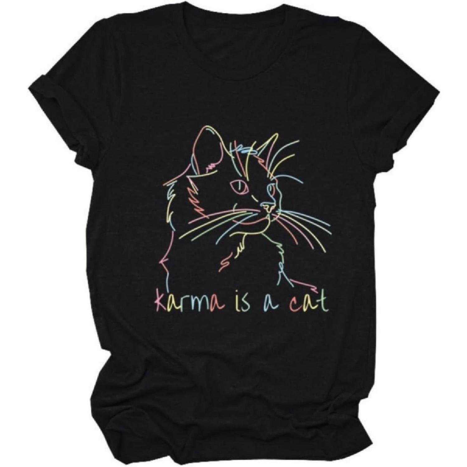 

Women Women Karma is a cat T-Shirt XXXXXL різнокольоровий