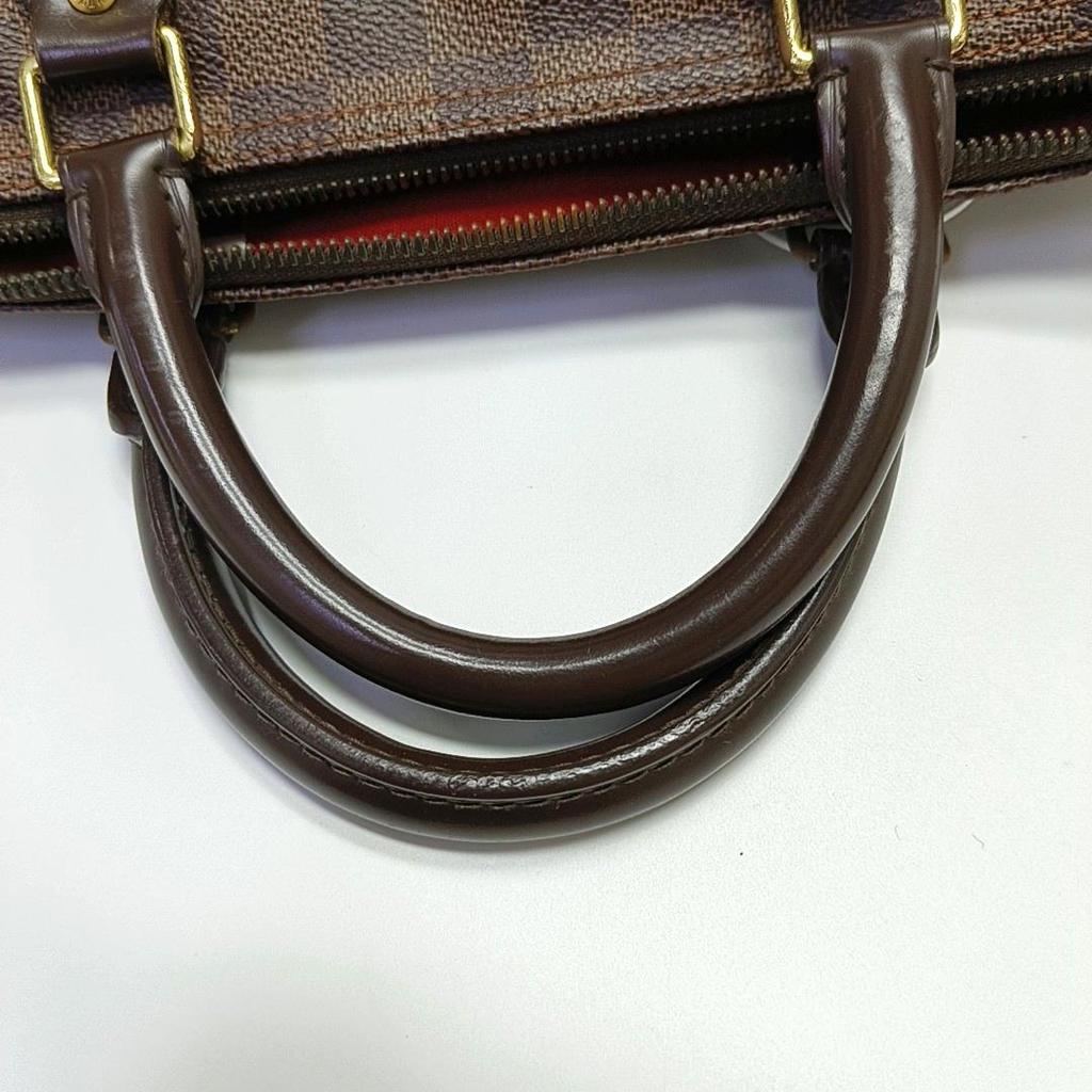 [Pre-Owned] Speedy 30 Checkered Zipper Closure Coated Canvas With Leather Trim Handbag - Good #BHOOEM