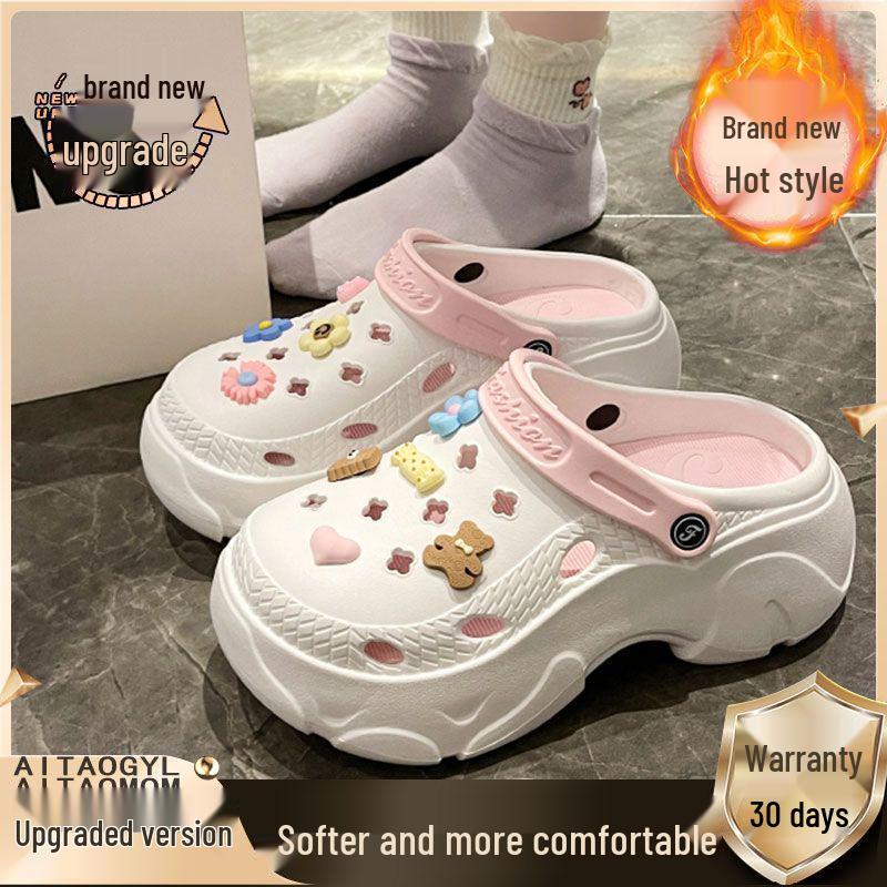 

Женские сандалии и шлепанцы с закрытым носком и толстой подошвой, нескользящие, стиль лета 2024 года. Size 40-41 (Inner Length ~24.5cm)