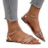 Neue flache Sandalen für Damen in Übergröße, Strandschuhe mit spitzen Zehen
