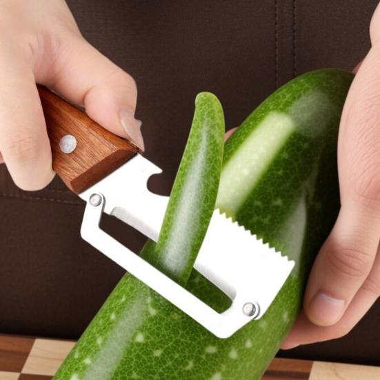 Vegetable Peeler with Wood Handle Stainless Steel Bottle Opener Fruit Potato Peeler for Ginger Herbs Ergonomic Rust-Proof Essential Kitchen Tool for