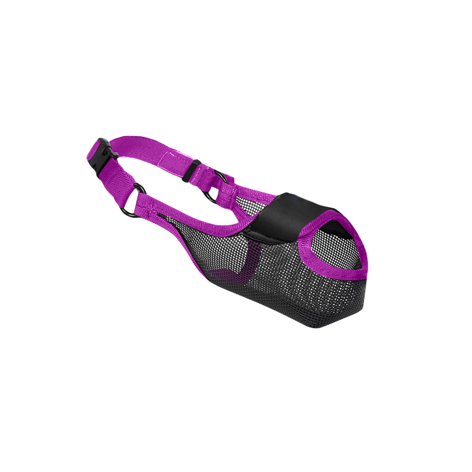 

Намордник для собак - Мягкий сетчатый намордник для больших, средних и маленьких собак - Дизайн с передним отверстием, дышащий, регулируемый, кусающий и очищающий, собачья пасть XL темно-фиолетового