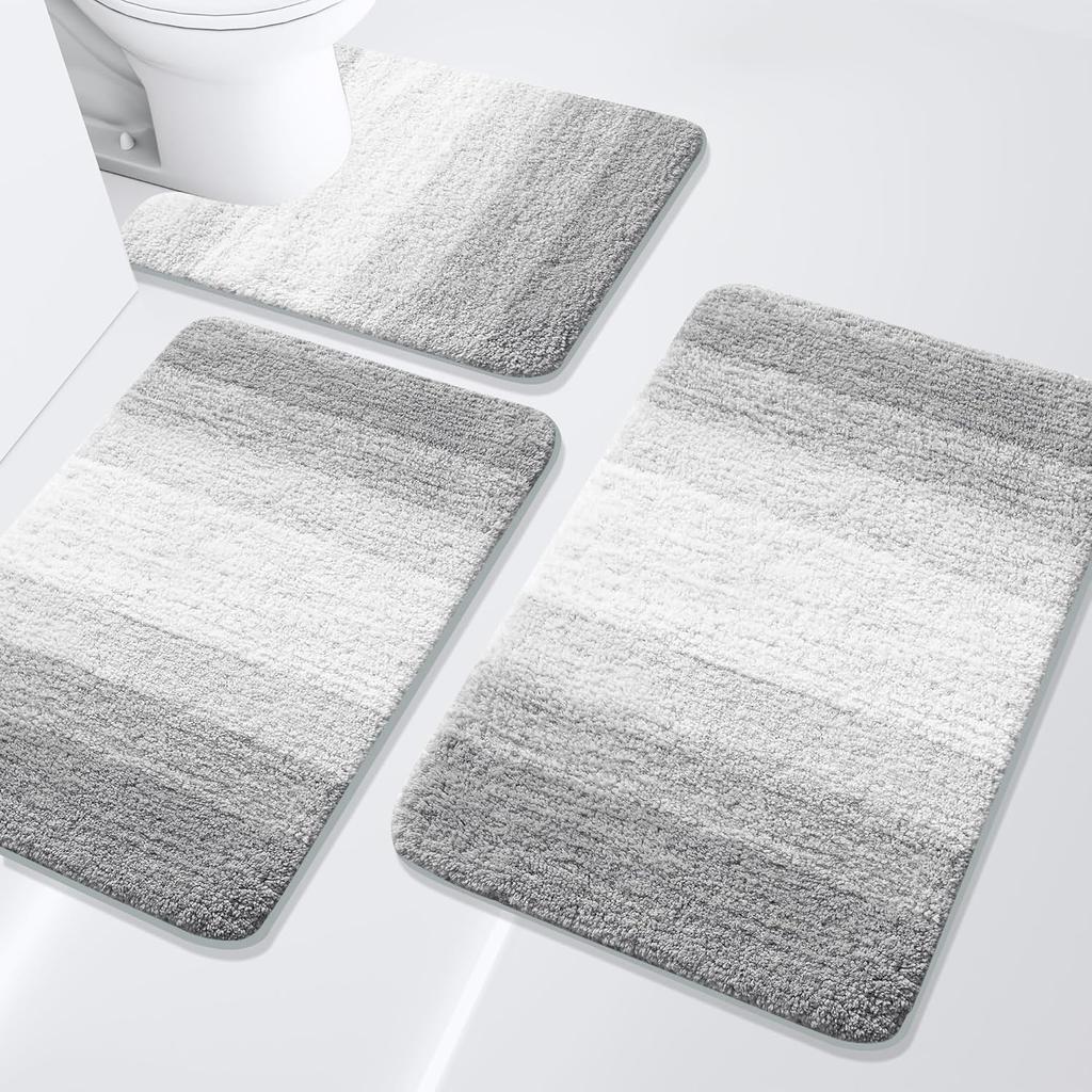 Bathroom Rugs Set 3 Piece, Extra Soft and Absorbent Bath Rugs, Machine Wash Dry Bath Mats for Bathroom, Toilet